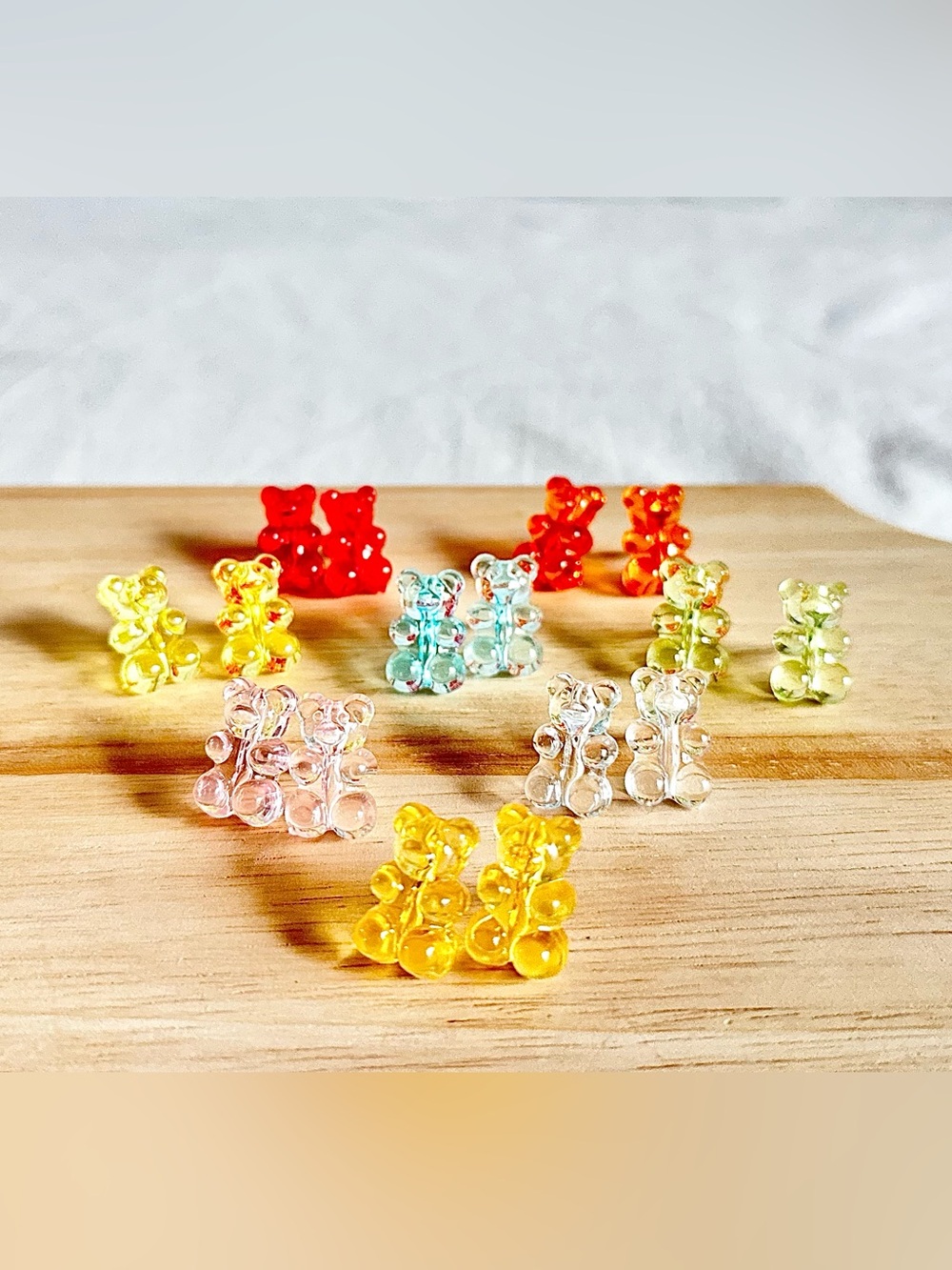 8 NEW Gummy Bear Teddy Earring Studs Teacher Rainbow